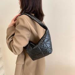 Women Top-handle Bags PU Leather Hobos Handbags Quilted Rhombus Pattern