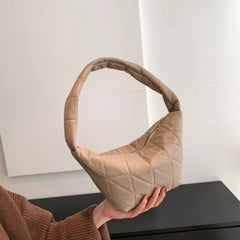 Women Top-handle Bags PU Leather Hobos Handbags Quilted Rhombus Pattern