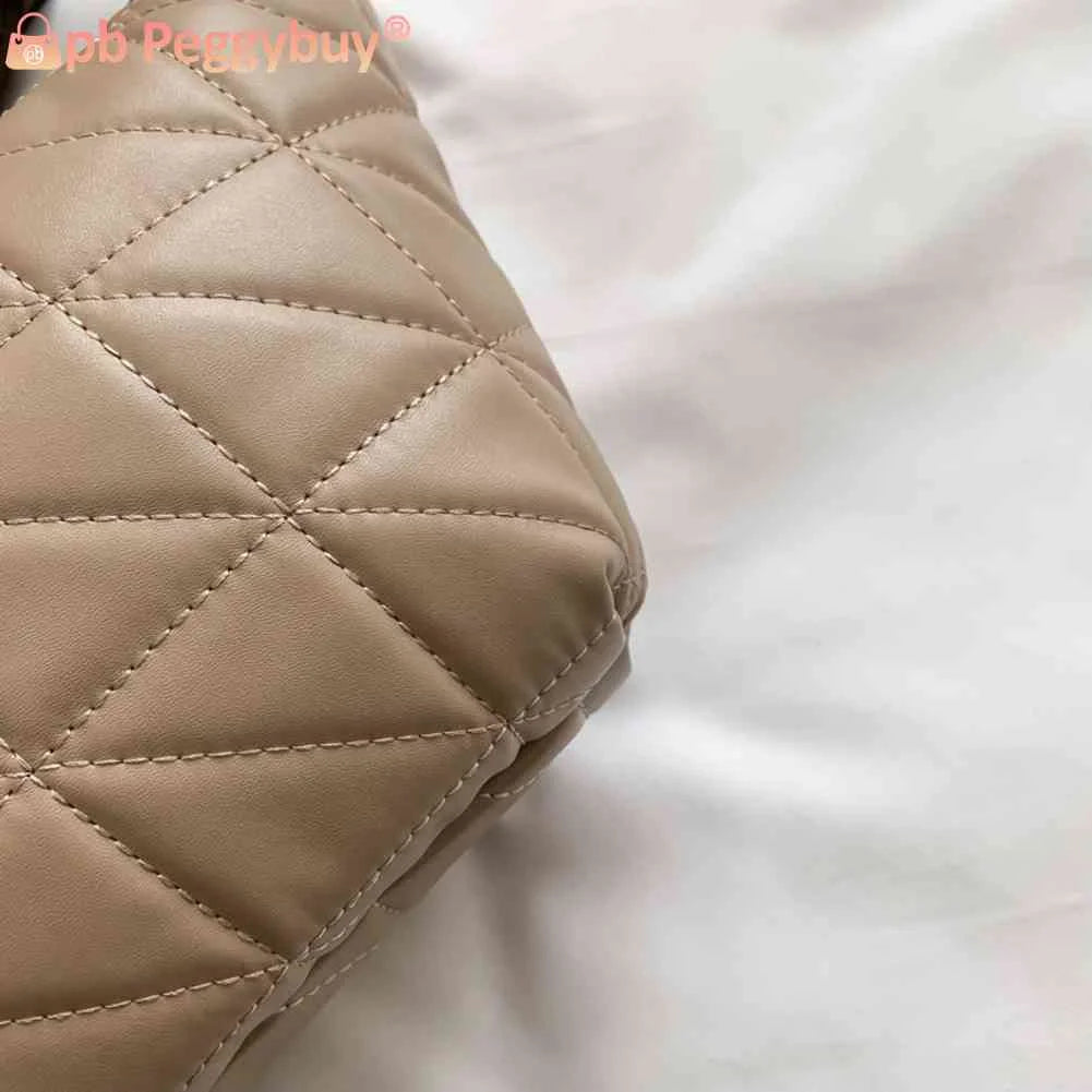 Women Top-handle Bags PU Leather Hobos Shoulder Bag Quilted Rhombus Pattern