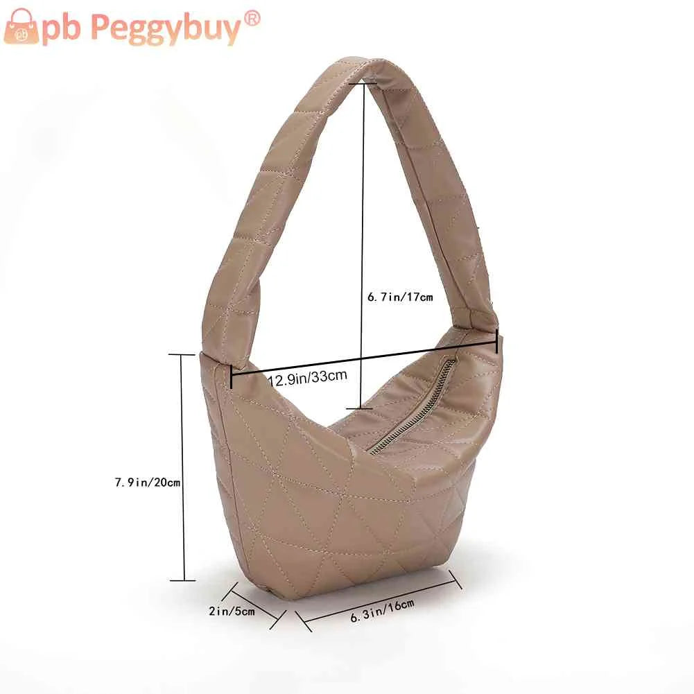 Women Top-handle Bags PU Leather Hobos Shoulder Bag Quilted Rhombus Pattern