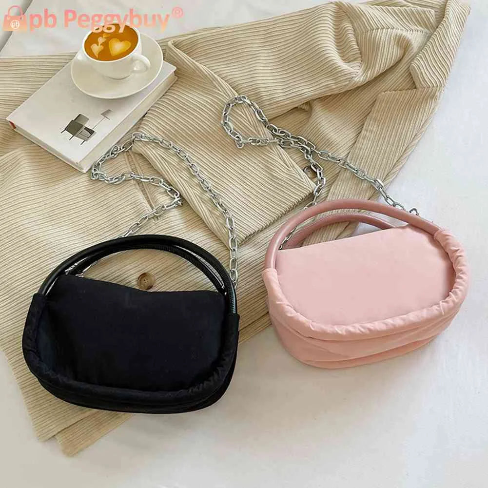 Women Top-handle Bags Oxford Cloth Ladies Casual Chain Small Tote