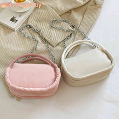 Women Top-handle Bags Oxford Cloth Ladies Casual Chain Small Tote