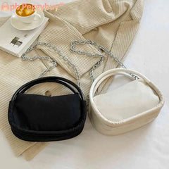 Women Top-handle Bags Oxford Cloth Ladies Casual Chain Small Tote