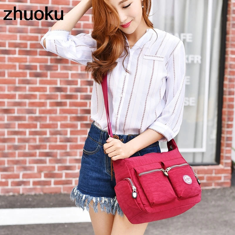 Women Top-handle Shoulder Bag Nylon Casual Tote Crossbody Messenger Bags