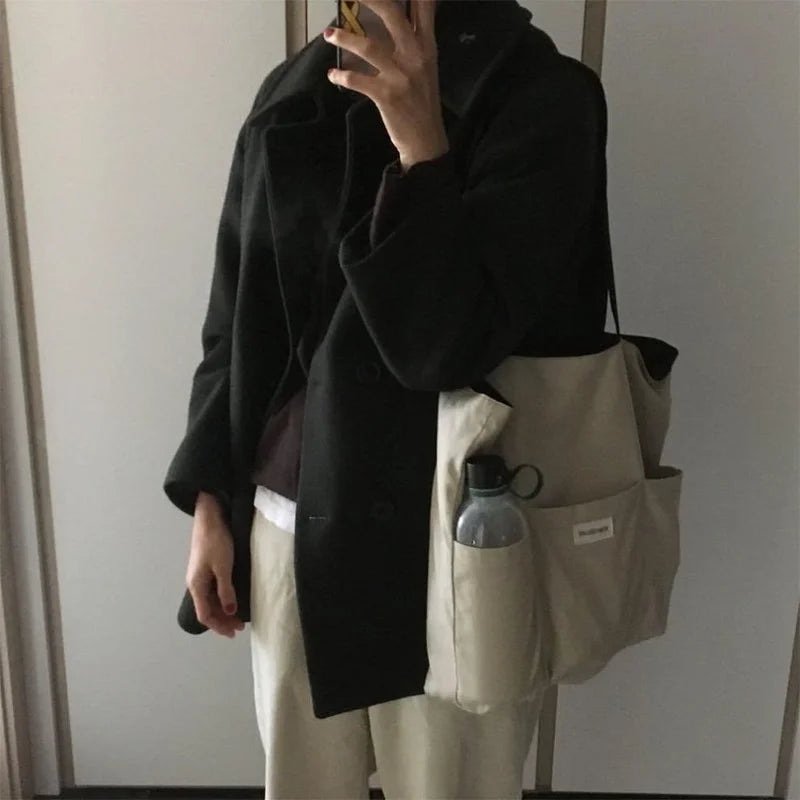 Women Tote Bag Solid Oxford Reusable Shopping Beach Bag
