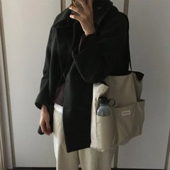 Women Tote Bag Solid Oxford Reusable Shopping Beach Bag
