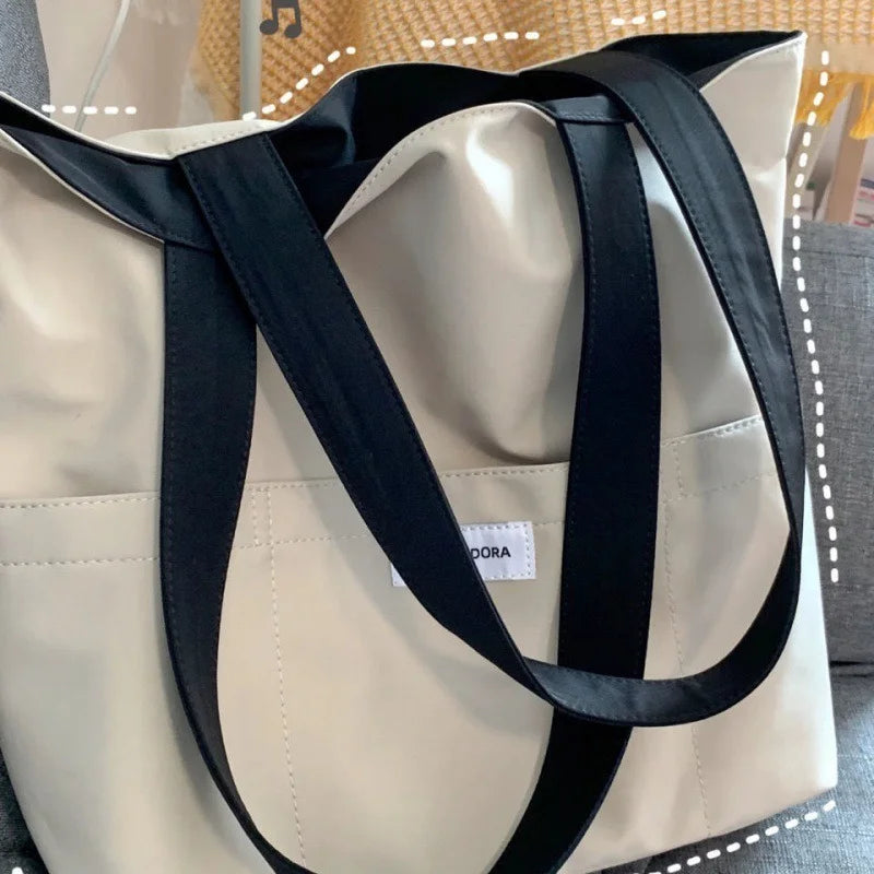 Women Tote Bag Solid Oxford Reusable Shopping Beach Bag