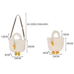 Animal Shape Faux Lambswool Fur Tote Bag - Large Capacity Handbag for Women