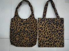 Leopard Corduroy Tote Bag Soft Hasp High-Capacity Handbags