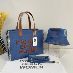 Women Tote Bag Large Capacity Denim Shopping Handbag
