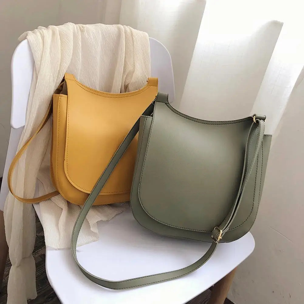 Women Tote Bag Shoulder Leather Handbag Wide Solid Female Large Capacity