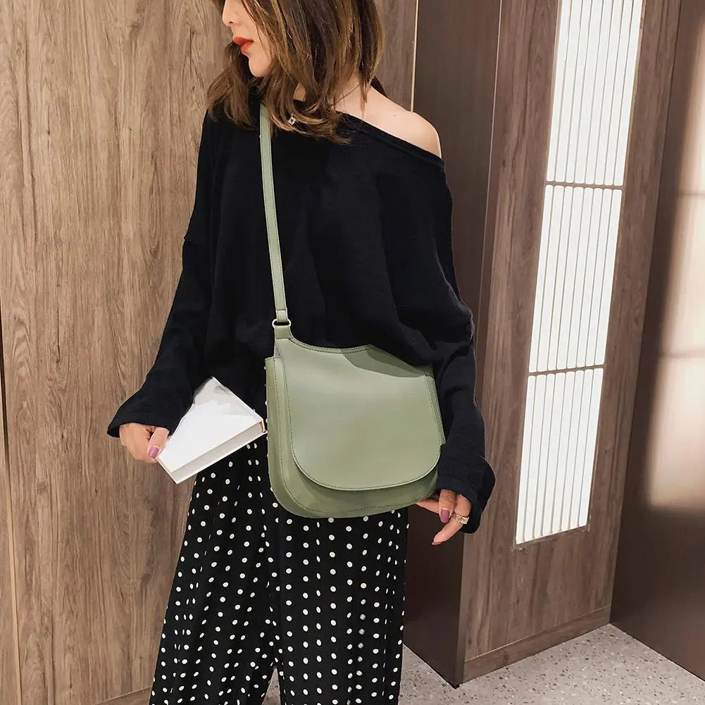 Women Tote Bag Shoulder Leather Handbag Wide Solid Female Large Capacity
