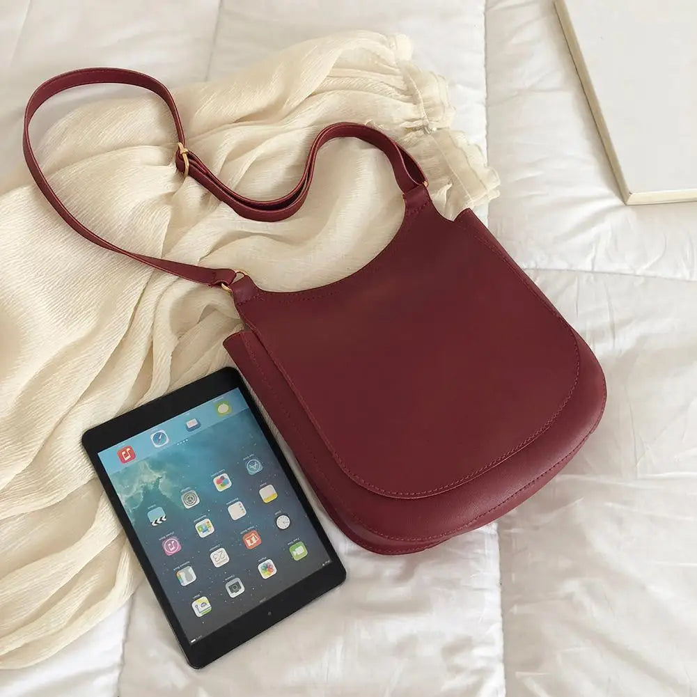 Women Tote Bag Shoulder Leather Handbag Wide Solid Female Large Capacity