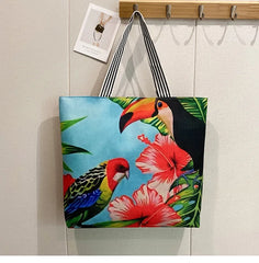 Women Tote Bags Autumn Winter Linen Shopping Handbag Canvas Beach Bag