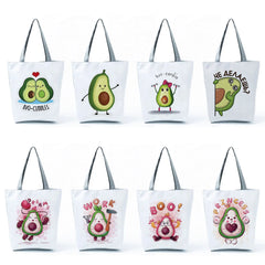 Avocado Cartoons Fruit Series Tote Bag - Reusable Handbag