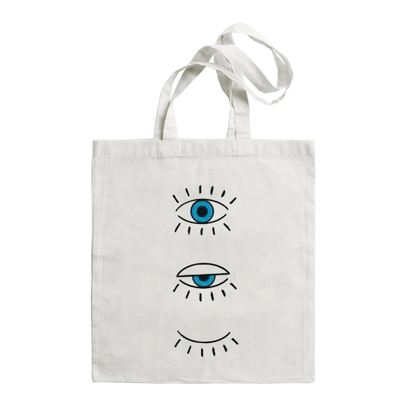Women Tote Handbag Evil Eye Large Capacity Foldable Canvas Handbags