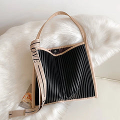 Women Tote Handbags Large PU Leather Shoulder Bag Ruffled Shopping Totes
