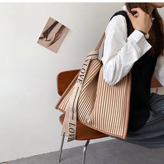 Women Tote Handbags Large PU Leather Shoulder Bag Ruffled Shopping Totes