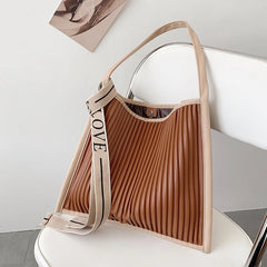 Women Tote Handbags Large PU Leather Shoulder Bag Ruffled Shopping Totes