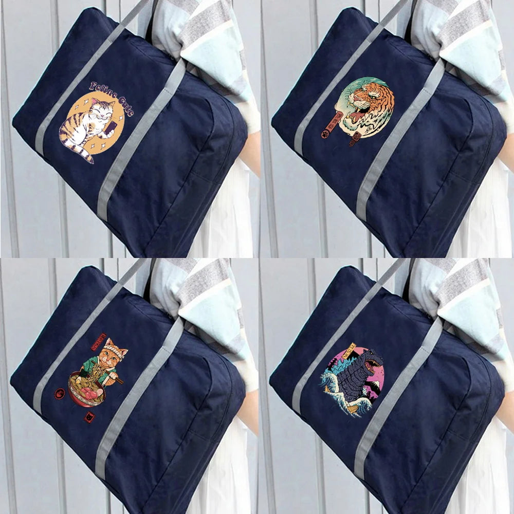 Cat Printed Travel Tote Duffle Bag Organizer Men Women Handbags