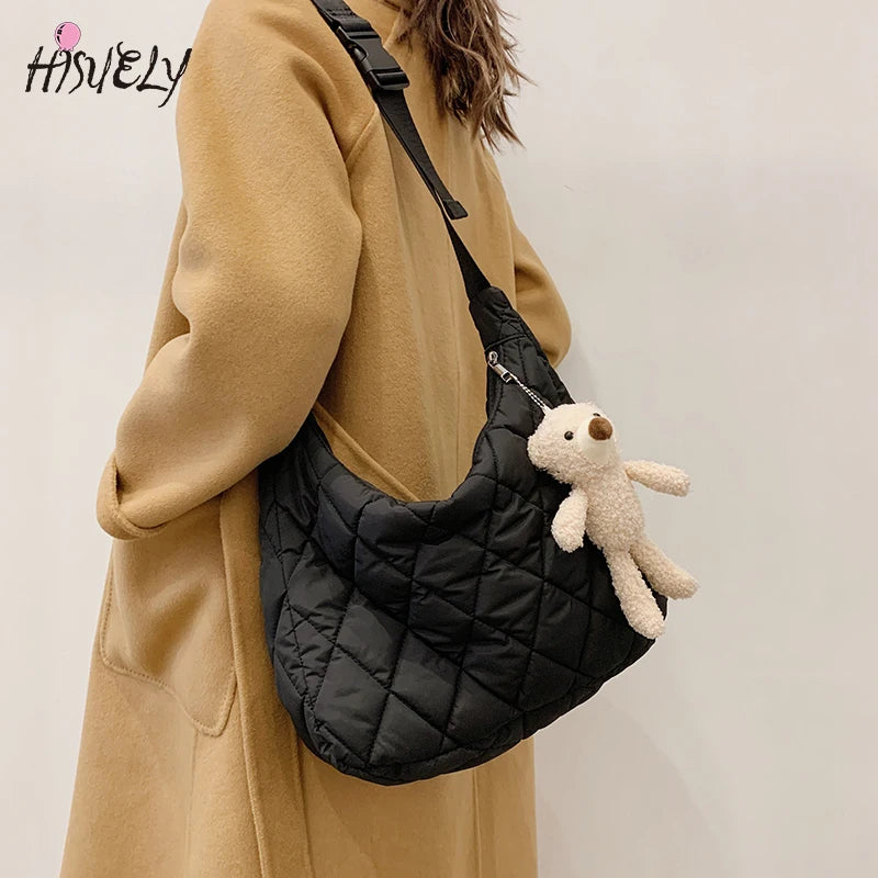 Women Totes bags Cotton Feather Down Handbags Ladies Messenger Bags