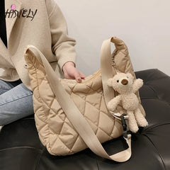 Women Totes bags Cotton Feather Down Handbags Ladies Messenger Bags