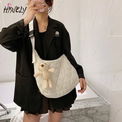 Women Totes bags Cotton Feather Down Handbags Ladies Messenger Bags