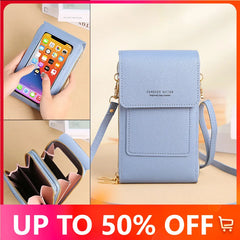 Women Touch Screen Mobile Phone Bag Multifunction Anti-theft Brush Female Purse