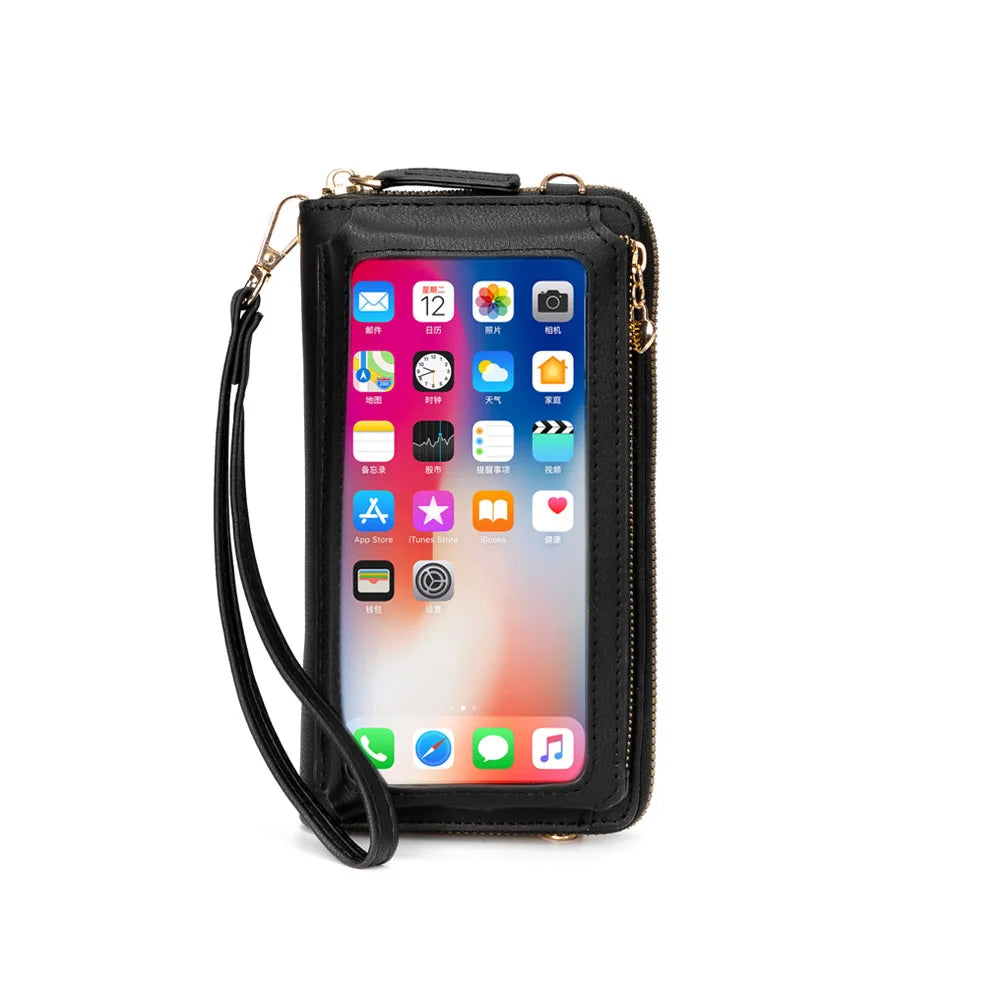 Women Touch Screen Wristlet Handbag, RFID Protection Small Wallet Purse