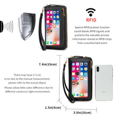 Women Touch Screen Wristlet Handbag, RFID Protection Small Wallet Purse