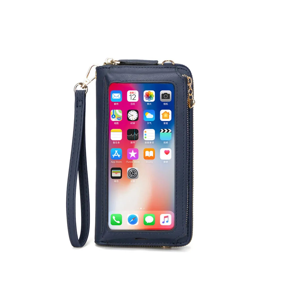 Women Touch Screen Wristlet Handbag RFID Protection Small Wallet Purse