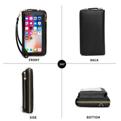 Women Touch Screen Wristlet Handbag RFID Protection Small Wallet Purse