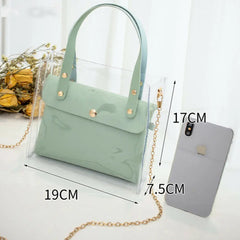 Women Transparent Handbag Shoulder Bag Clear Jelly Purse Clutch Plastic Tote