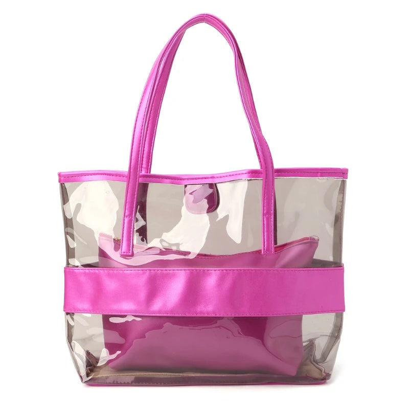 Women Jelly Clear Beach Handbag Tote Shoulder Bag