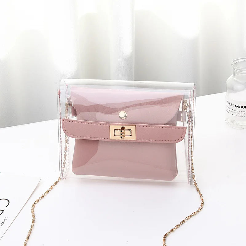 Women Transparent Shoulder Bags Chain PVC Clear Bag Satchel Bag Crossbody Bags