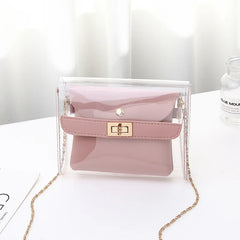 Women Transparent Shoulder Bags Chain PVC Clear Bag Satchel Bag Crossbody Bags