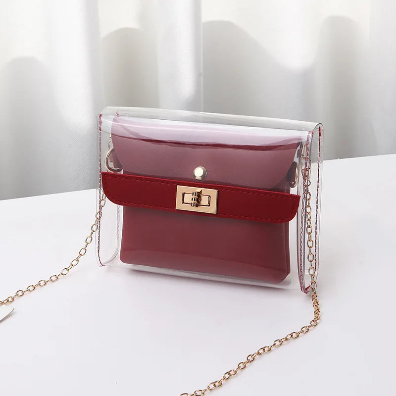 Women Transparent Shoulder Bags Chain PVC Clear Bag Satchel Bag Crossbody Bags