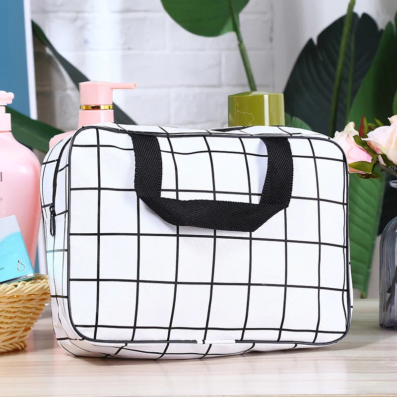 Women Travel Cosmetic Bag Grey Large Tote Neceser Hanging Bathroom Makeup Bags