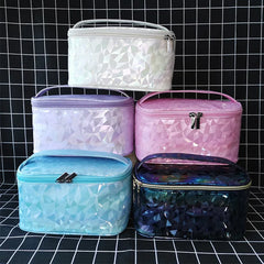 Women Travel Cosmetic Bag Organizer Diamond Lattice Zipper Storage Makeup Case