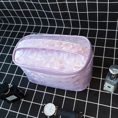 Women Travel Cosmetic Bag Organizer Diamond Lattice Zipper Storage Makeup Case