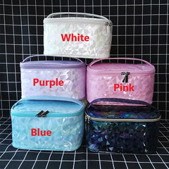 Women Travel Cosmetic Bag Organizer Diamond Lattice Zipper Storage Makeup Case