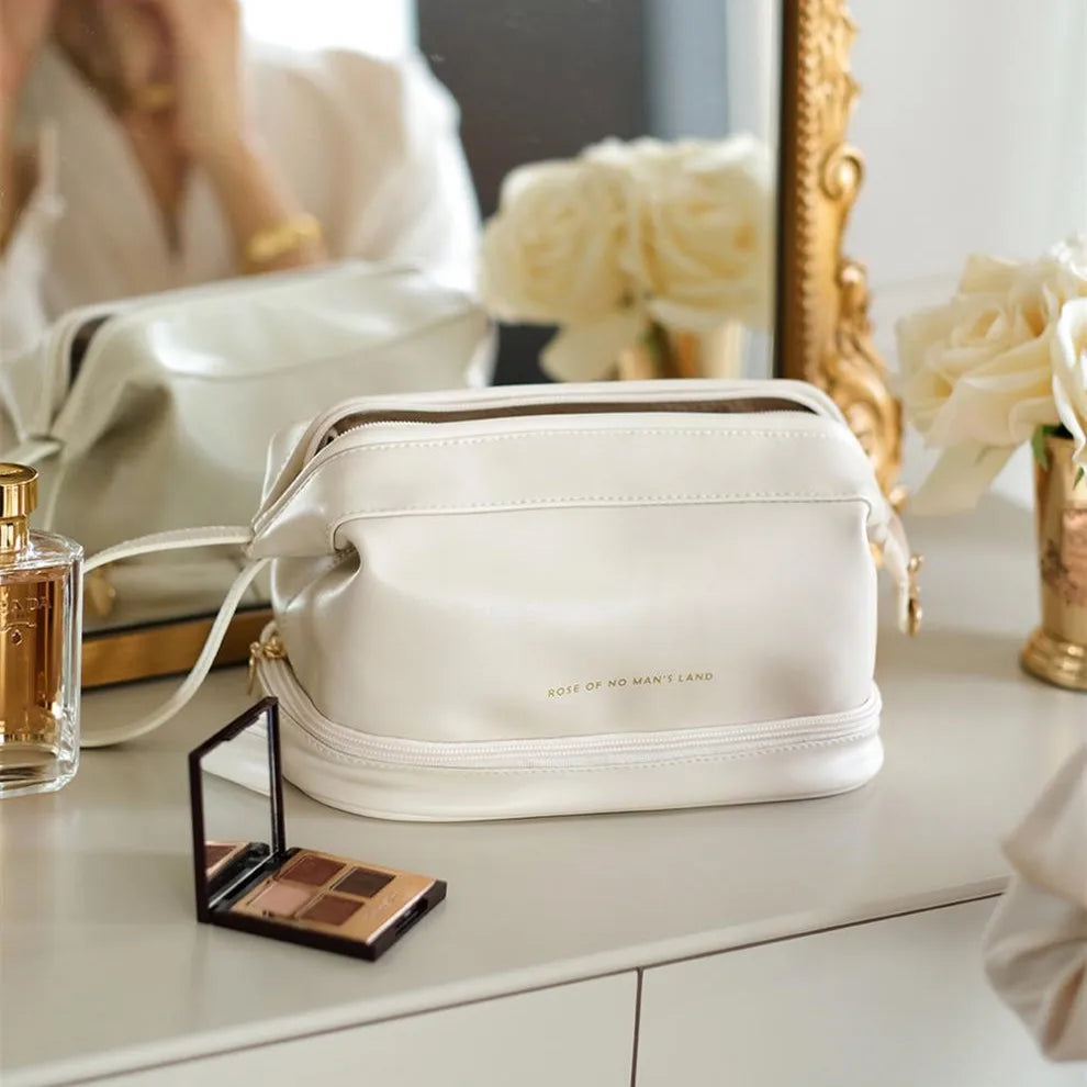 Large-capacity Women Travel Cosmetic Bag PU Leather Make Up Pouch