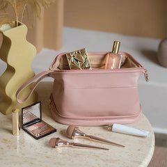 Large-capacity Women Travel Cosmetic Bag PU Leather Make Up Pouch
