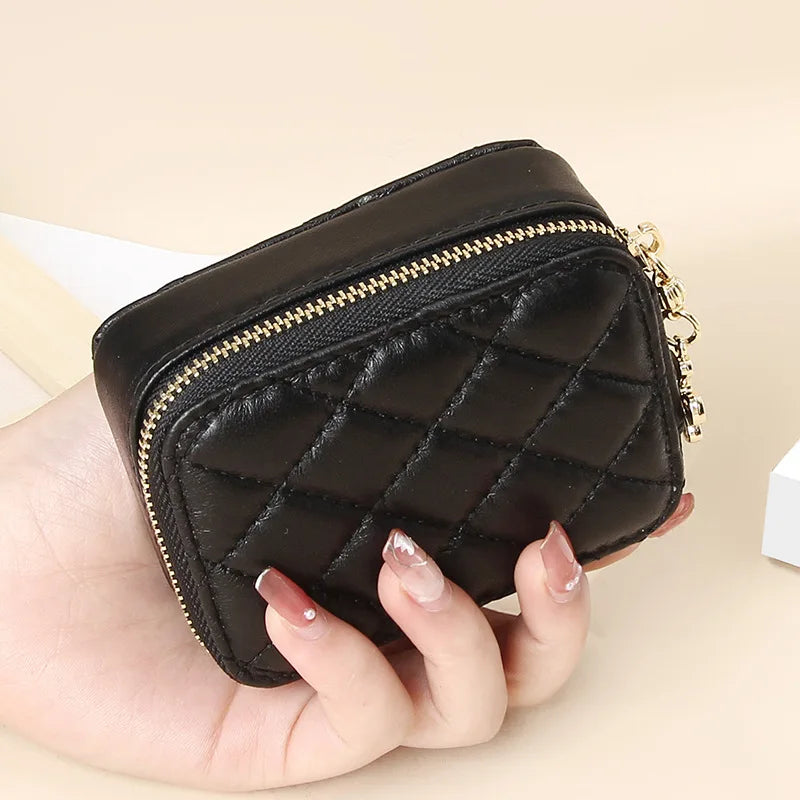 Women Travel Leather Lipstick Bag With Mirror Mini Portable Makeup Storage