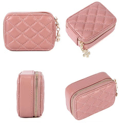 Women Travel Leather Lipstick Bag With Mirror Mini Portable Makeup Storage