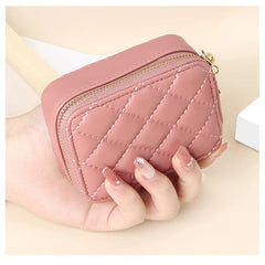 Women Travel Leather Lipstick Bag With Mirror Mini Portable Makeup Storage