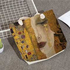 Women High Capacity Tote Pattern Shoulder Bag Abstract Oil Painting Handbag