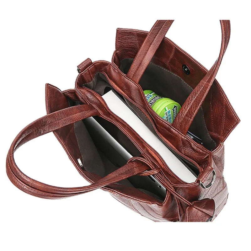 Women Tassel Pendant PU Leather Handbags Casual High-Capacity Shoulder Bags