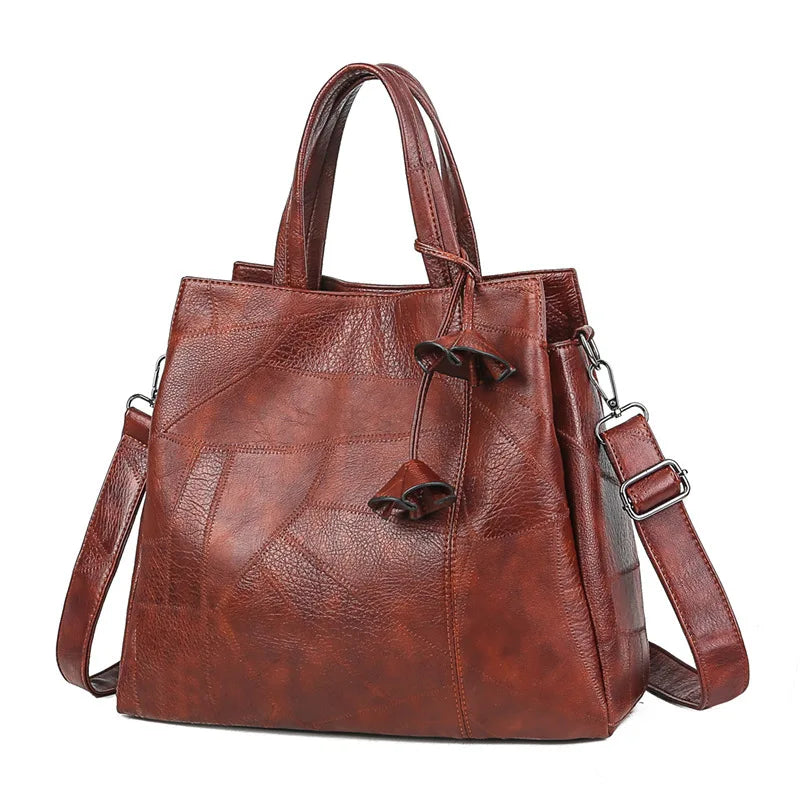 Women Tassel Pendant PU Leather Handbags Casual High-Capacity Shoulder Bags