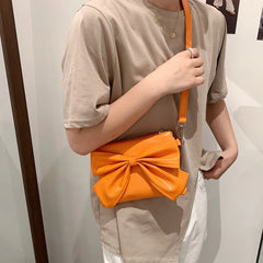 Women Underarm Bag Soft PU Leather Bow Ladies Handbags